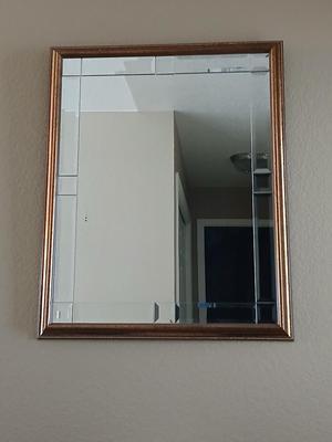 GTC International Bronze framed wall mirror with beveled glass design - can be hung horizontal or vertical