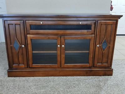 TV Media cabinet with inlayed slate diamonds on doors