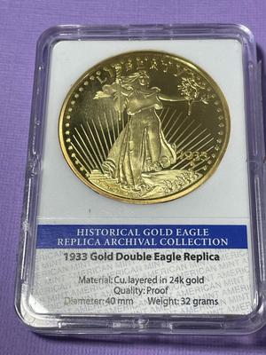 1933 Saint-Gaudens Double Eagle Replica 24k Gold Layered by the American Mint (Slab #1).