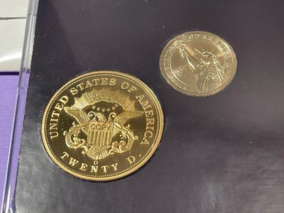 GOLD COIN & PRESIDENCY/LINCOLN Uncirculated Coin & Proof Medal Set by American Mint "Gold Coinage and the Presidency"...