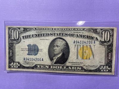Series 1934-A $10 North Africa WWII Emergency Issue Silver Certificate A/A Block in Nice Circulated Condition.
