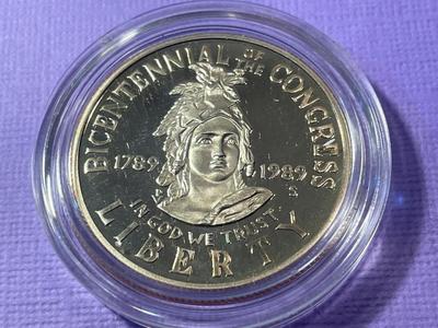 1989-S CHOICE PROOF Congressional/Congress Commemorative Half Dollar in a Mint Capsule.