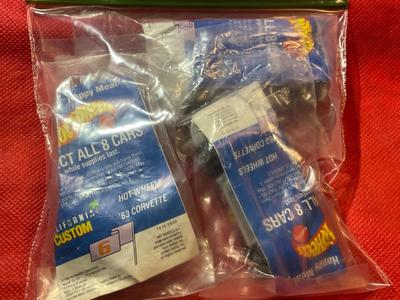 (3) Split Back 63-Corvette 1990 McDonalds Happy Meal Hot Wheels California Customs SEALED Cars Bag #3 as Pic'd.