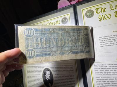 THE LAST CONFEDERATE TREASURY $50 & $100 NOTES -by THE POSTAL COMMEMORATIVE SOCIETY IN A NICE PRESENTATION AS PIC'D.