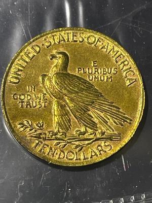 Germany Spiel Marke Counter Indian $10 Brass Token in Good Preowned Condition.