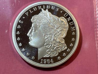 Lot of (7) 1964 Cook Islands Morgan Proof Dollar Tribute Copy Coins from 2020 as Pictured.