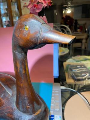 Vintage Mid-Century Carved Wooden Canadian Geese #2 Made in Canada 15.5" Long & 12" Tall in Good Preowned Condition.