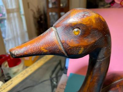 Vintage Mid-Century Carved Wooden Canadian Geese #2 Made in Canada 15.5" Long & 12" Tall in Good Preowned Condition.