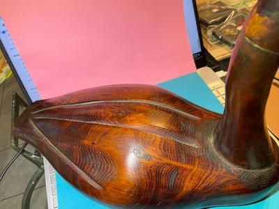 Vintage Mid-Century Carved Wooden Canadian Geese #2 Made in Canada 15.5" Long & 12" Tall in Good Preowned Condition.