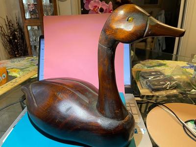 Vintage Mid-Century Carved Wooden Canadian Geese #2 Made in Canada 15.5" Long & 12" Tall in Good Preowned Condition.