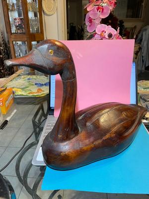 Vintage Mid-Century Carved Wooden Canadian Geese Made in Canada 15.5" Long & 12" Tall in Good Preowned Condition.