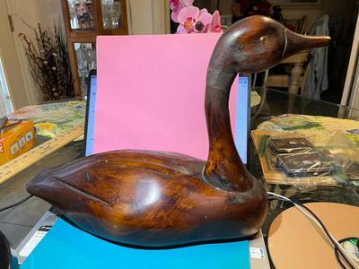 Vintage Mid-Century Carved Wooden Canadian Geese Made in Canada 15.5" Long & 12" Tall in Good Preowned Condition.