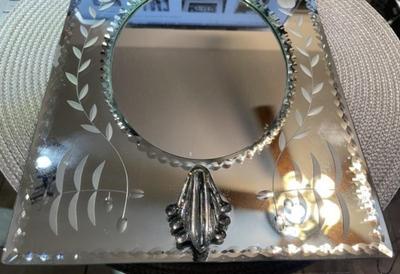 Vintage Venetian Glass Standup Vanity Picture Frame or Mirror 8.5" x 13.5" in VG Preowned Condition.