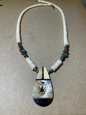 Vintage Navajo 20" Kachina Necklace Heavily Worn but in Good Preowned Condition as Pictured.