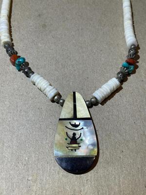 Vintage Navajo 20" Kachina Necklace Heavily Worn but in Good Preowned Condition as Pictured.