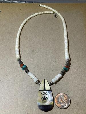 Vintage Navajo 20" Kachina Necklace Heavily Worn but in Good Preowned Condition as Pictured.