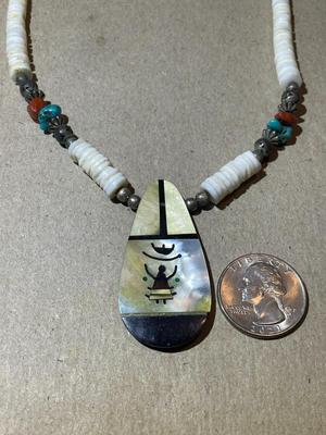 Vintage Navajo 20" Kachina Necklace Heavily Worn but in Good Preowned Condition as Pictured.