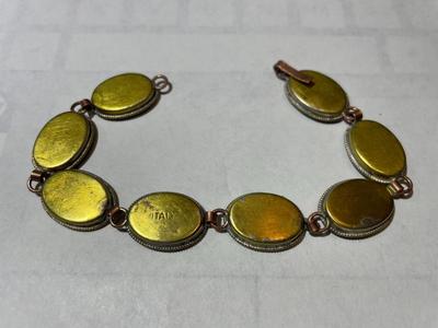 Vintage Micro Mosaic Bracelet, Multicolor Floral Micro Mosaic 7.5" Bracelet in Good Preowned Condition.