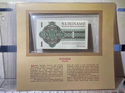 Surinam 1 Gulden 1974 Banknote/Currency in Uncirculated Condition by Fleetwood as Pictured.