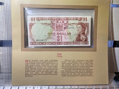 Fiji 1 Dollar Banknote/Currency in Uncirculated Condition by Fleetwood as Pictured.