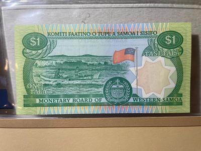 Western Samoa 1 Tala Banknote/Currency in Uncirculated Condition by Fleetwood as Pictured.