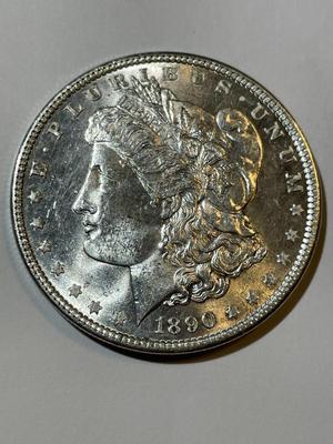 1890-P UNCIRCULATED/MS60 CONDITION MORGAN SILVER DOLLAR AS PIC'D COIN #6.