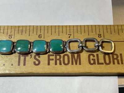 Vintage Acleoni Classic Southwest Turquoise 7-8" Adjustable Bracelet Color Varies from a Clear Powder Blue to a Blue Green...