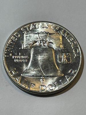1954-P CHOICE BU FULL BELL LINES CONDITION FRANKLIN SILVER HALF DOLLAR VERY NICE COIN.