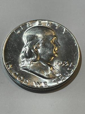 1953-P CHOICE BU CONDITION FRANKLIN SILVER HALF DOLLAR VERY NICE CONDITION.