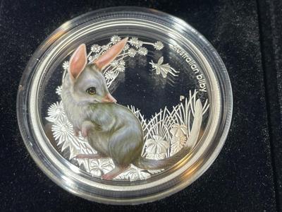 Australian Bush Babies BILBYE 2011 Proof Colorized 1/2 Ounce .999 Fine Silver Coin Limited to 10,000 as Pictured.