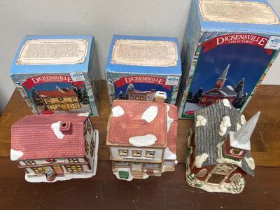 3 Dickensville Lighted Christmas Village Houses