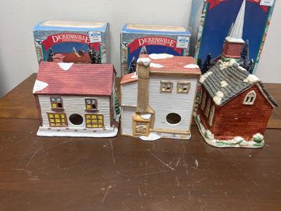 3 Dickensville Lighted Christmas Village Houses