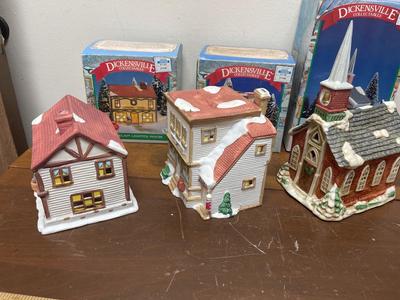 3 Dickensville Lighted Christmas Village Houses