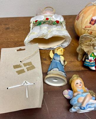 Mixed Lot of Christmas Holiday decorations = figurines, angels, ornaments