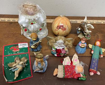 Mixed Lot of Christmas Holiday decorations = figurines, angels, ornaments