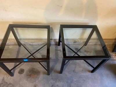2 GLASS TOP END TABLES