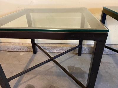 2 GLASS TOP END TABLES