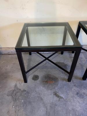 2 GLASS TOP END TABLES