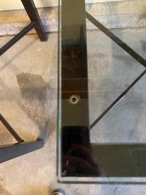 2 GLASS TOP END TABLES