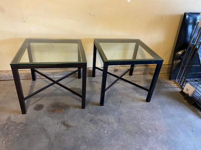 2 GLASS TOP END TABLES