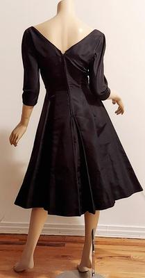 Vtg 50s Adele Simpson Demi Couture flare Shantung dress CrystalnBuckle