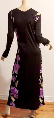 Vtg Maxi purple wild floral Jersey dress