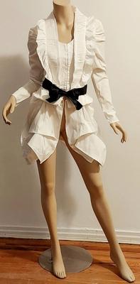 Vtg 90s Waistcoat Stempunk Supe Blouse hook/eye