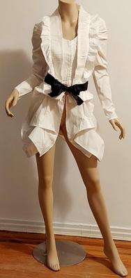 Vtg 90s Waistcoat Stempunk Supe Blouse hook/eye