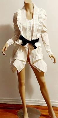 Vtg 90s Waistcoat Stempunk Supe Blouse hook/eye