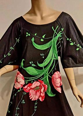 Vtg 1970s Screened Butterfield 8 Maxi Hostess Vat Sleeves