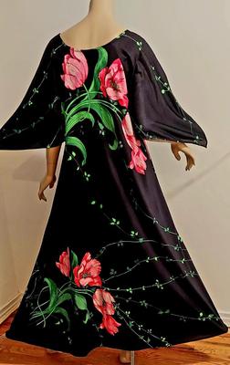 Vtg 1970s Screened Butterfield 8 Maxi Hostess Vat Sleeves