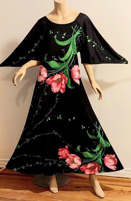 Vtg 1970s Screened Butterfield 8 Maxi Hostess Vat Sleeves