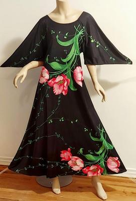 Vtg 1970s Screened Butterfield 8 Maxi Hostess Vat Sleeves