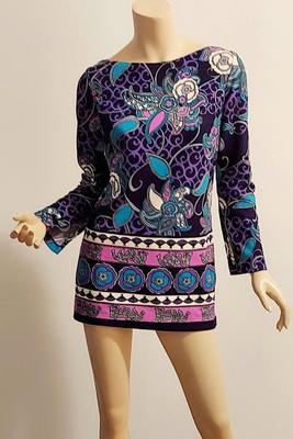 Vtg 60s Timeles Mini Blue/ Purple Hues side slitss